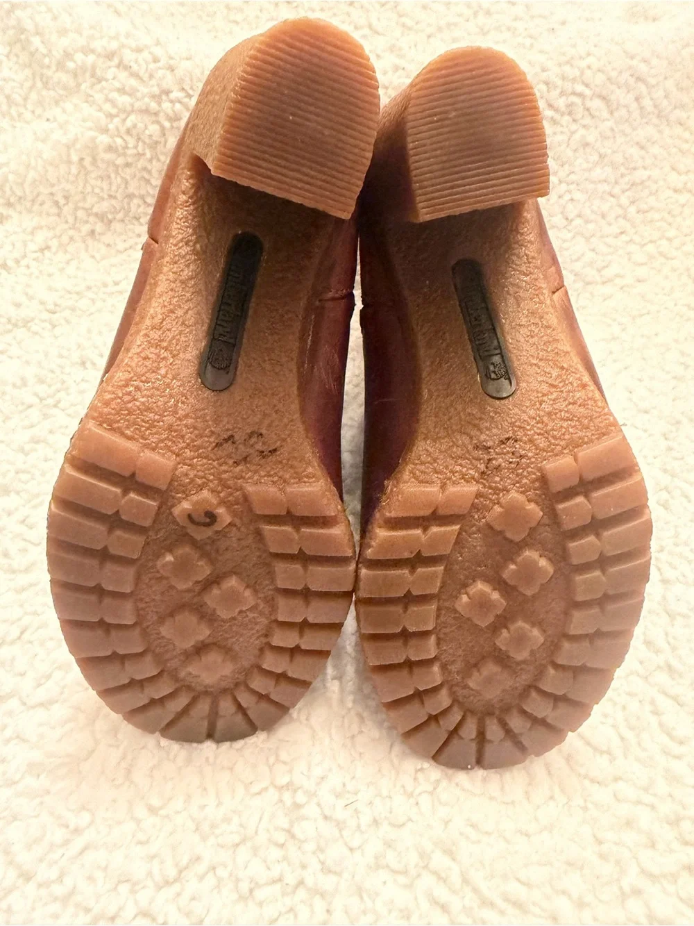 Timberland OrthoLite Glancy Fleece Cuff Zip Ankle Brown Leather Bootie 6.5